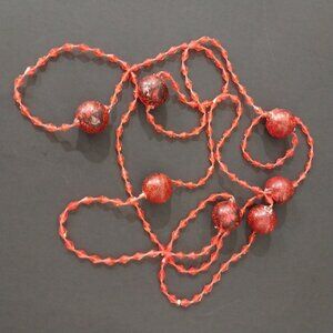 Vintage Long Red Faceted Plastic Bead Necklace